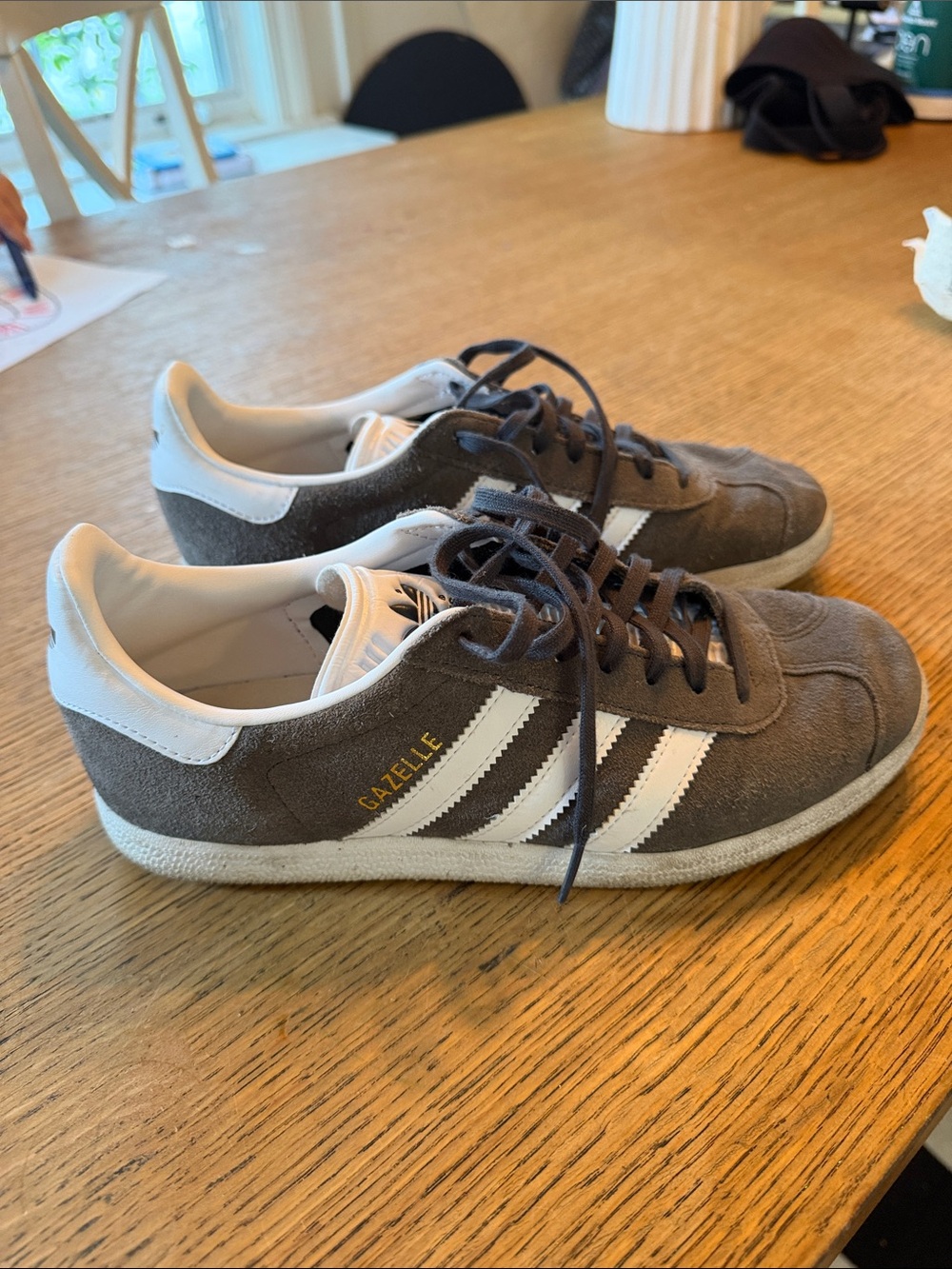 adidas Gazelle Men's Gray Suede Sneakers with White Stripes